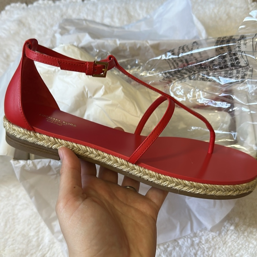 Michael Kors Annabeth Coral Leather Sandals
